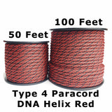 Type 4 750lbs Polyester DNA Helix Red Paracord